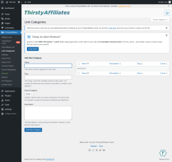Page screenshot: ThirstyAffiliates → Link Categories