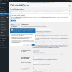 Page screenshot: ThirstyAffiliates → Settings → Link Appearance