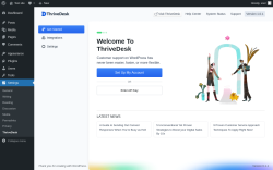 Page screenshot: ThriveDesk - Settings &lsaquo; Test site &mdash; WordPress