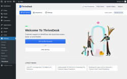 Page screenshot: ThriveDesk - Settings &lsaquo; Test site &mdash; WordPress