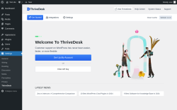 Page screenshot: ThriveDesk - Settings &lsaquo; Test site &mdash; WordPress