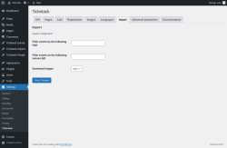 Page screenshot: Settings → Ticketack → 
                    Import                