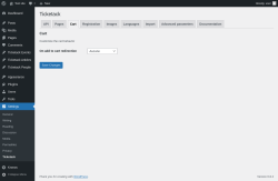 Page screenshot: Settings → Ticketack → 
                    Cart                