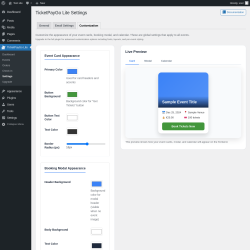Page screenshot: TicketPayGo Lite &rarr; Settings &rarr; 
                Customization            