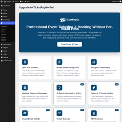 Page screenshot: TicketPayGo Lite &rarr; Upgrade