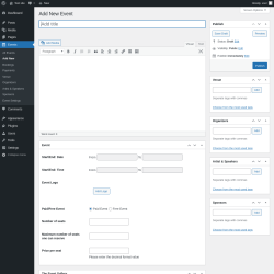 Page screenshot: Events &rarr; Add New