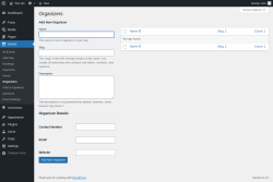 Page screenshot: Events &rarr; Organizers