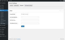 Page screenshot: Events &rarr; Event Settings &rarr; Payments