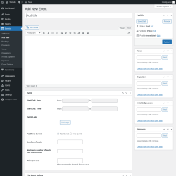 Page screenshot: Events &rarr; Add New