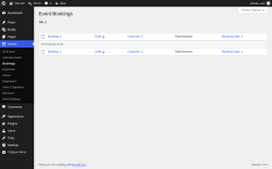 Page screenshot: Events &rarr; Bookings