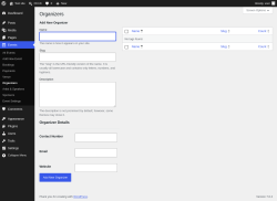Page screenshot: Events &rarr; Organizers