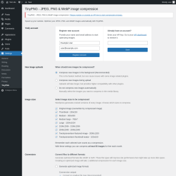 Page screenshot: Settings &rarr; TinyPNG