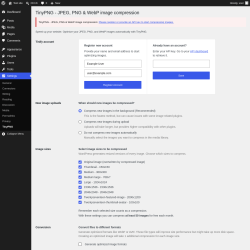 Page screenshot: Settings &rarr; TinyPNG