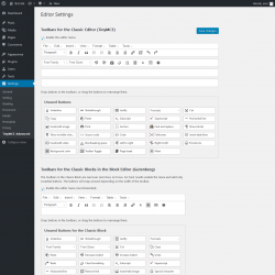 Page screenshot: Settings  &rarr; TinyMCE Advanced