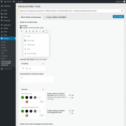Page screenshot: Settings &rarr; Advanced Editor Tools (TinyMCE Advanced)