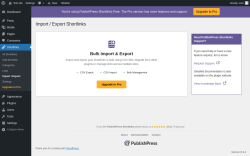 Page screenshot: Shortlinks &rarr; Import / Export
