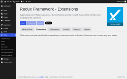 Page screenshot: Tools &rarr; Redux Framework &rarr; 
                    Extensions                