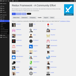 Page screenshot: Tools &rarr; Redux Framework &rarr; 
                    Credits                
