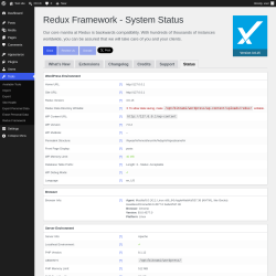 Page screenshot: Tools &rarr; Redux Framework &rarr; 
                    Status                