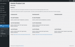Page screenshot: tivents Products Feed &rarr; Info/Nutzung