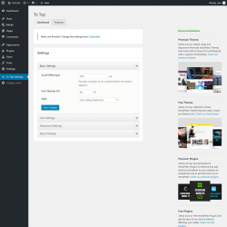 Page screenshot: To Top Settings