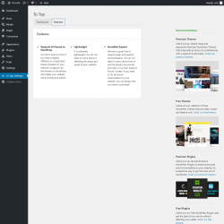 Page screenshot: To Top Settings &rarr; Features