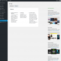 Page screenshot: To Top Settings &rarr; Features