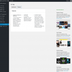 Page screenshot: To Top Settings &rarr; Features