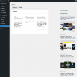 Page screenshot: To Top Settings &rarr; Features
