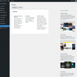 Page screenshot: To Top Settings &rarr; Features