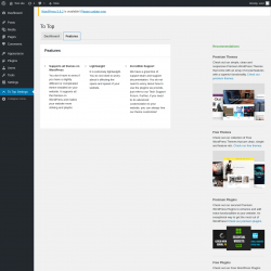 Page screenshot: To Top Settings &rarr; Features