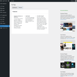 Page screenshot: To Top Settings &rarr; Features