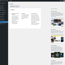 Page screenshot: To Top Settings &rarr; Features