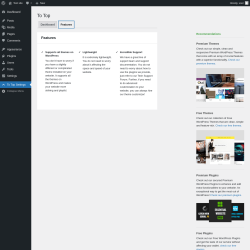 Page screenshot: To Top Settings &rarr; Features