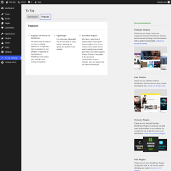 Page screenshot: To Top Settings &rarr; Features