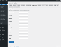 Page screenshot: Toocheke &rarr; Options &rarr; Support Links