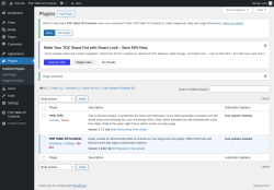 Page screenshot: Plugins ‹ Test site — WordPress