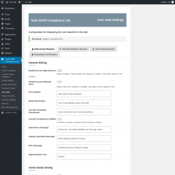 Page screenshot: Total GDPR Compliance Lite &rarr; User Data