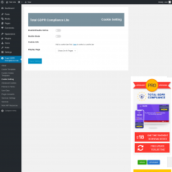Page screenshot: Total GDPR Compliance Lite &rarr; Cookie Setting