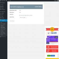 Page screenshot: Total GDPR Compliance Lite &rarr; Cookie Setting