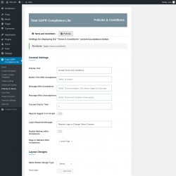Page screenshot: Total GDPR Compliance Lite &rarr; Policies & Terms