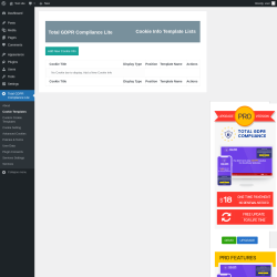 Page screenshot: Total GDPR Compliance Lite &rarr; Cookie Templates