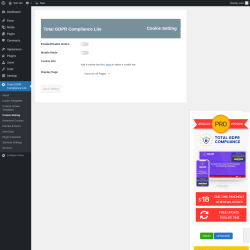 Page screenshot: Total GDPR Compliance Lite &rarr; Cookie Setting