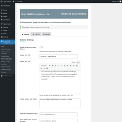 Page screenshot: Total GDPR Compliance Lite &rarr; Advanced Cookies