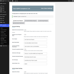 Page screenshot: Total GDPR Compliance Lite &rarr; User Data