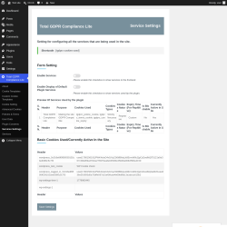 Page screenshot: Total GDPR Compliance Lite &rarr; Services Settings