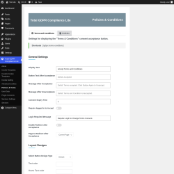 Page screenshot: Total GDPR Compliance Lite &rarr; Policies & Terms