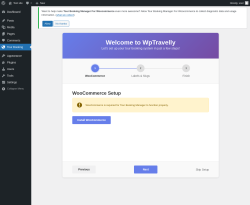 Page screenshot: Tour Booking ‹ Test site — WordPress