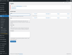 Page screenshot: Tours → Types