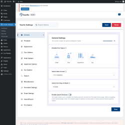 Page screenshot: Tourfic Settings  → Settings